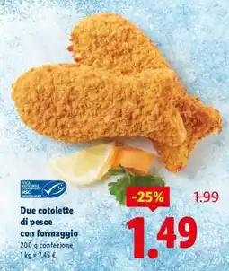 Lidl Due cotolette di pesce con formaggio offerta