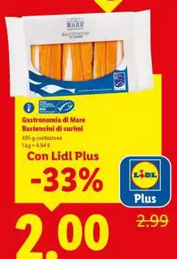 Lidl Gastronomia di Mare Bastoncini di surimi offerta