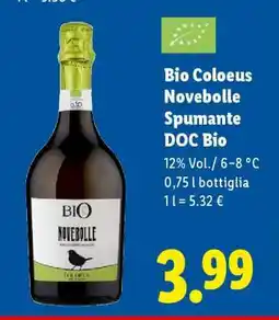 Lidl Bio Coloeus Novebolle Spumante DOC Bio offerta