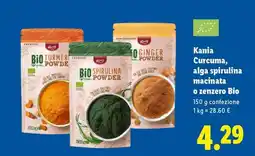 Lidl Kania Curcuma, alga spirulina macinata o zenzero Bio offerta