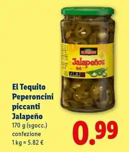 Lidl El Tequito Peperoncini piccanti Jalapeño offerta