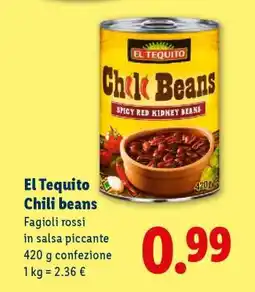 Lidl El Tequito Chili Beans offerta
