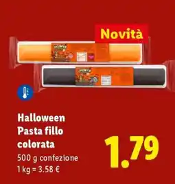 Lidl Halloween Pasta fillo colorata offerta