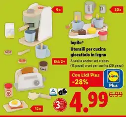 Lidl lupilu Utensili per cucina giocattolo in legno offerta