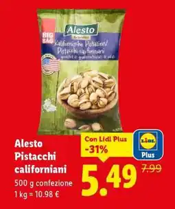 Lidl Alesto Pistacchi californiani offerta