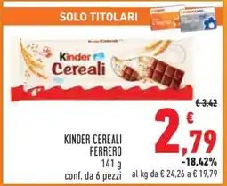 Conad Kinder Cereali Ferrero offerta