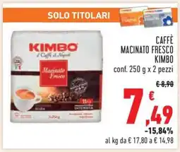 Conad Caffè Macinato Fresco Kimbo offerta