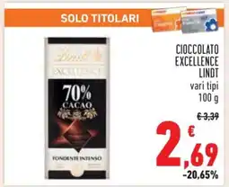 Conad Cioccolato Excellence Lindt offerta