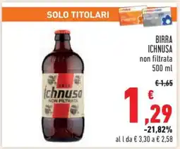 Conad BIRRA ICHNUSA non filtrata 500 ml offerta
