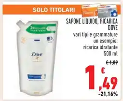 Conad SAPONE LIQUIDO, RICARICA DOVE offerta