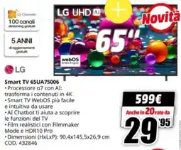 MediaWorld LG Smart TV 65UA75006 offerta