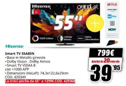 MediaWorld Hisense Smart TV 55A85N offerta