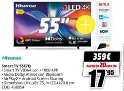 MediaWorld Hisense Smart TV 55E7Q offerta