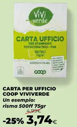 Extracoop Carta per ufficio coop VIVIVERDE offerta