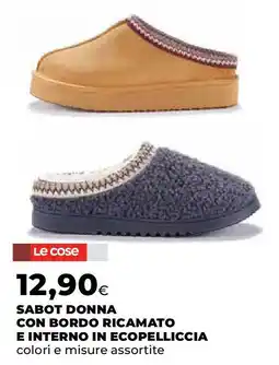Extracoop Le cose sabot donna con bordo ricamato e interno in ecopelliccia offerta