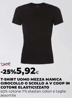 Extracoop T-shirt uomo mezza manica girocollo o scollo a v coop in cotone elasticizzato offerta