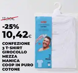 Extracoop Confezione 3 t-shirt girocollo mezza coop in puro cotone offerta