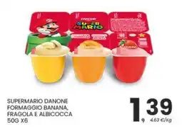 Despar Supermario danone formaggio banana, fragola e albicocca offerta