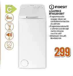 Ipercoop INDESIT LAVATRICE BTWL60400IT offerta