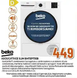 Ipercoop beko ASCIUGATRICE SLIM BMTEP73EB offerta