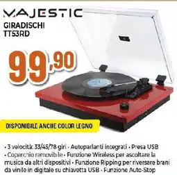 Ipercoop MAJESTIC GIRADISCHI TT53RD offerta
