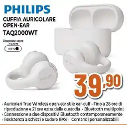 Ipercoop PHILIPS CUFFIA AURICOLARE OPEN-EAR TAQ2000WT offerta