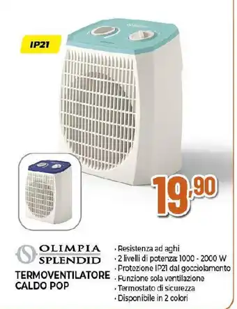 Extracoop OLIMPIA SPLENDID Termoventilatore caldo pop offerta