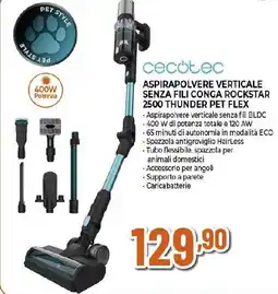 Extracoop Cecotec aspirapolvere verticale senza fili conga rockstar 2500 thunder pet flex offerta
