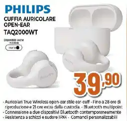 Extracoop PHILIPS CUFFIA AURICOLARE OPEN-EAR TAQ2000WT offerta