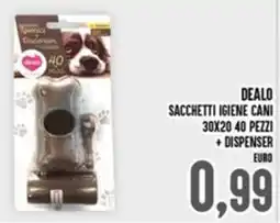 Iper Pellicano Dealo sacchetti igiene cani 30x20 40 pezzi + dispenser offerta