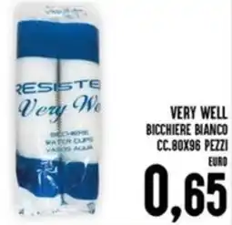 Iper Pellicano Very well bicchiere bianco cc.80x96 pezzi offerta