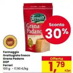 Eurospar Formaggio Grattugiato fresco Grana Padano DOP Ferrari offerta