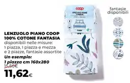 Extracoop Lenzuolo piano coop 100% cotone fantasia offerta