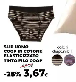 Extracoop Slip uomo coop in cotone elasticizzato tinto filo COOP offerta