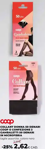 Extracoop Collant donna 50 denari coop o confezione 2 gambaletti 50 denari in microfibra offerta
