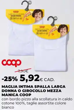 Extracoop Maglia intima spalla larga donna o girocollo mezza manica COOP offerta