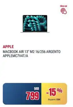 Trony APPLE MACBOOK AIR 13" M2 16/256 ARGENTO APPLEMC7V4T/A offerta