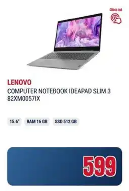 Trony LENOVO COMPUTER NOTEBOOK IDEAPAD SLIM 3 82XM0057IX offerta