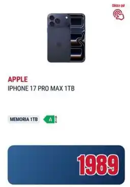 Trony APPLE IPHONE 17 PRO MAX 1TB offerta