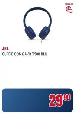 Trony JBL CUFFIE CON CAVO T500 BLU offerta