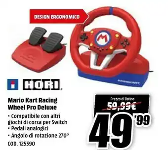 MediaWorld Hori mario kart 8 deluxe racing wheel mario, nintendo switch offerta