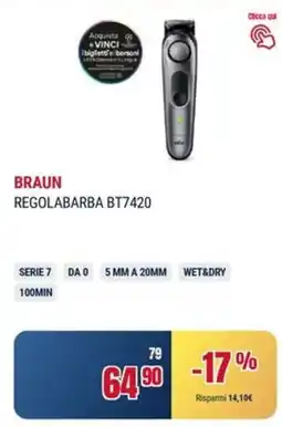 Trony BRAUN REGOLABARBA BT7420 offerta