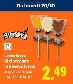 Lidl Lecca lecca di cioccolato in diverse forme offerta