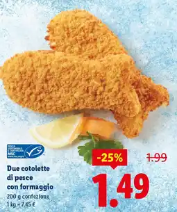 Lidl Due cotolette di pesce con formaggio offerta
