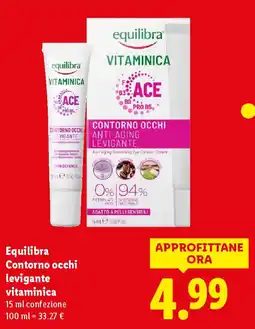 Lidl Equilibra Contorno occhi levigante vitaminica offerta