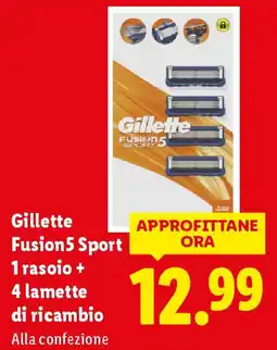 Lidl Gillette Fusion 5 Sport 1 rasoio + 4 lamette di ricambio offerta