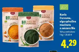 Lidl Kania Curcuma, alga spirulina macinata o zenzero Bio offerta