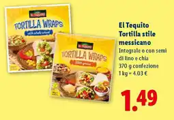 Lidl El Tequito Tortilla stile messicano offerta