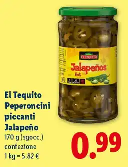 Lidl El Tequito Peperoncini piccanti Jalapeño offerta