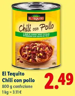 Lidl El Tequito Chili con pollo offerta